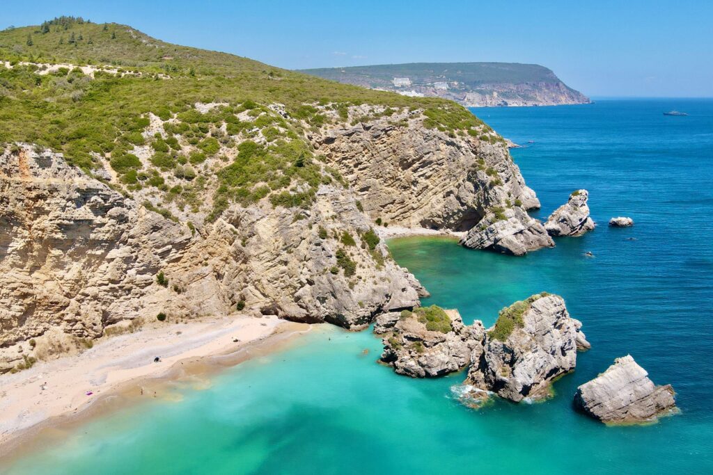 Scenic view over Arrábida Natural Park during a private coastal experience in Portugal.