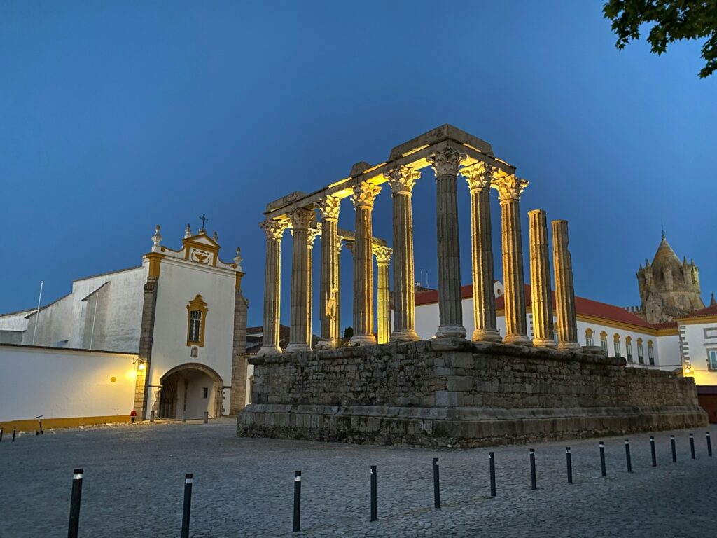 Roman Temple of Évora during a private cultural experience in Portugal's Alentejo region.